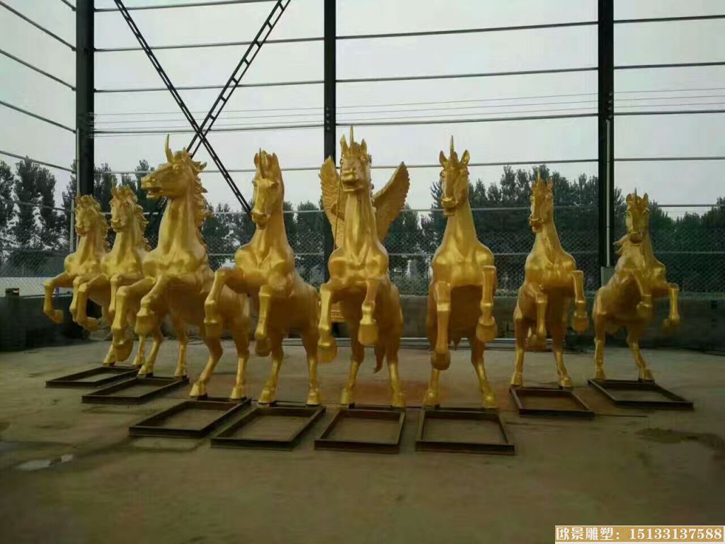 八马铜雕塑 动物铜雕塑