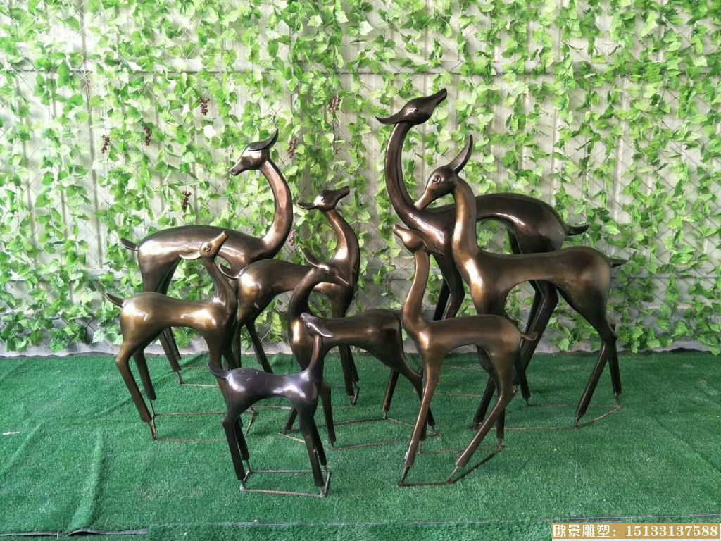 玻璃钢仿铜小鹿雕塑 (1)