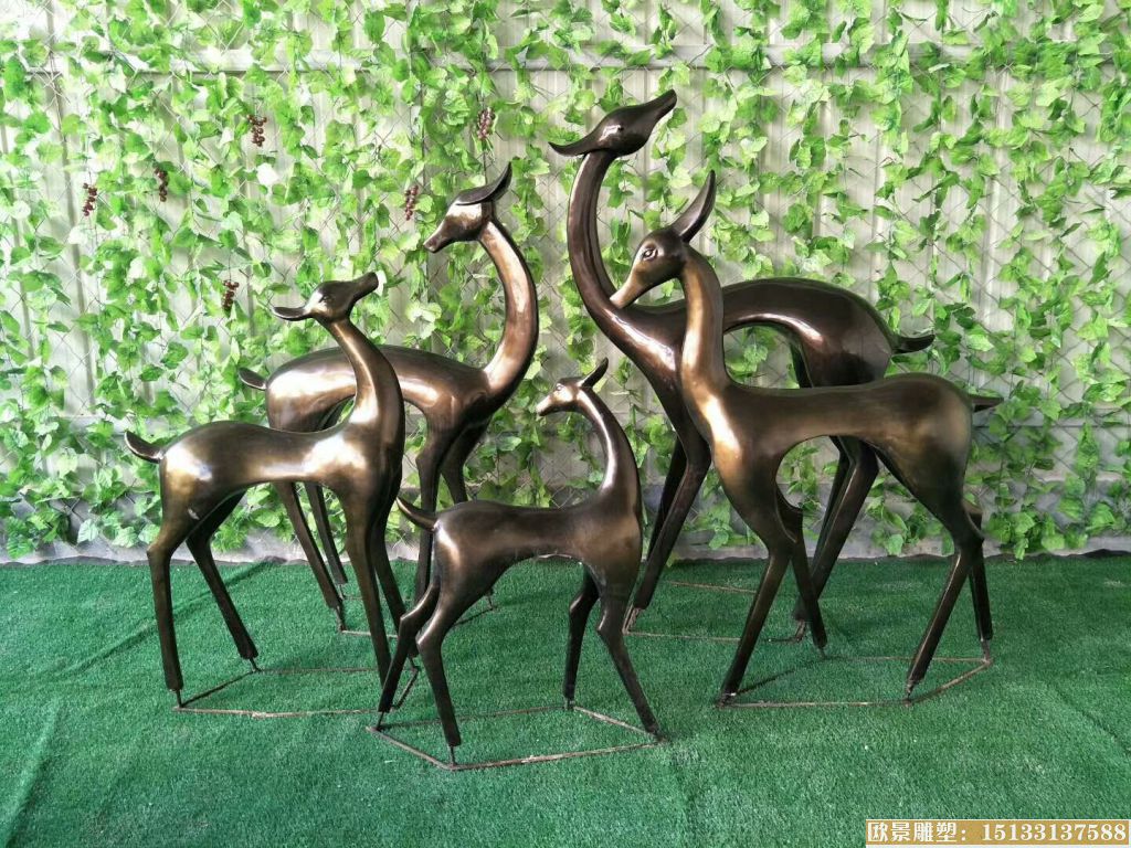 玻璃钢仿铜小鹿雕塑 (2)